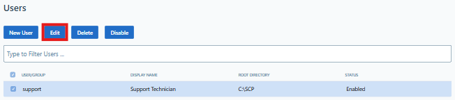 "Image shows the edit user button on the Users page"