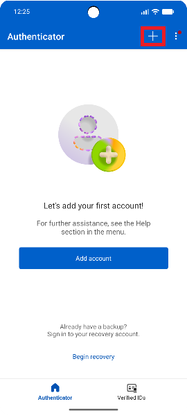 "Image shows the plus button in the top right corner"