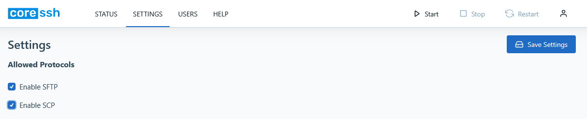 CoreSSHServerEnableSCP