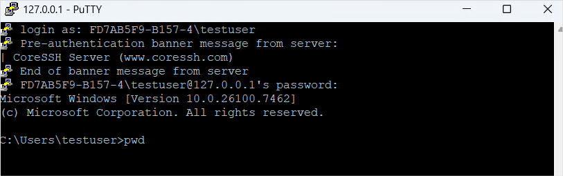 "Image shows a PuTTY login"